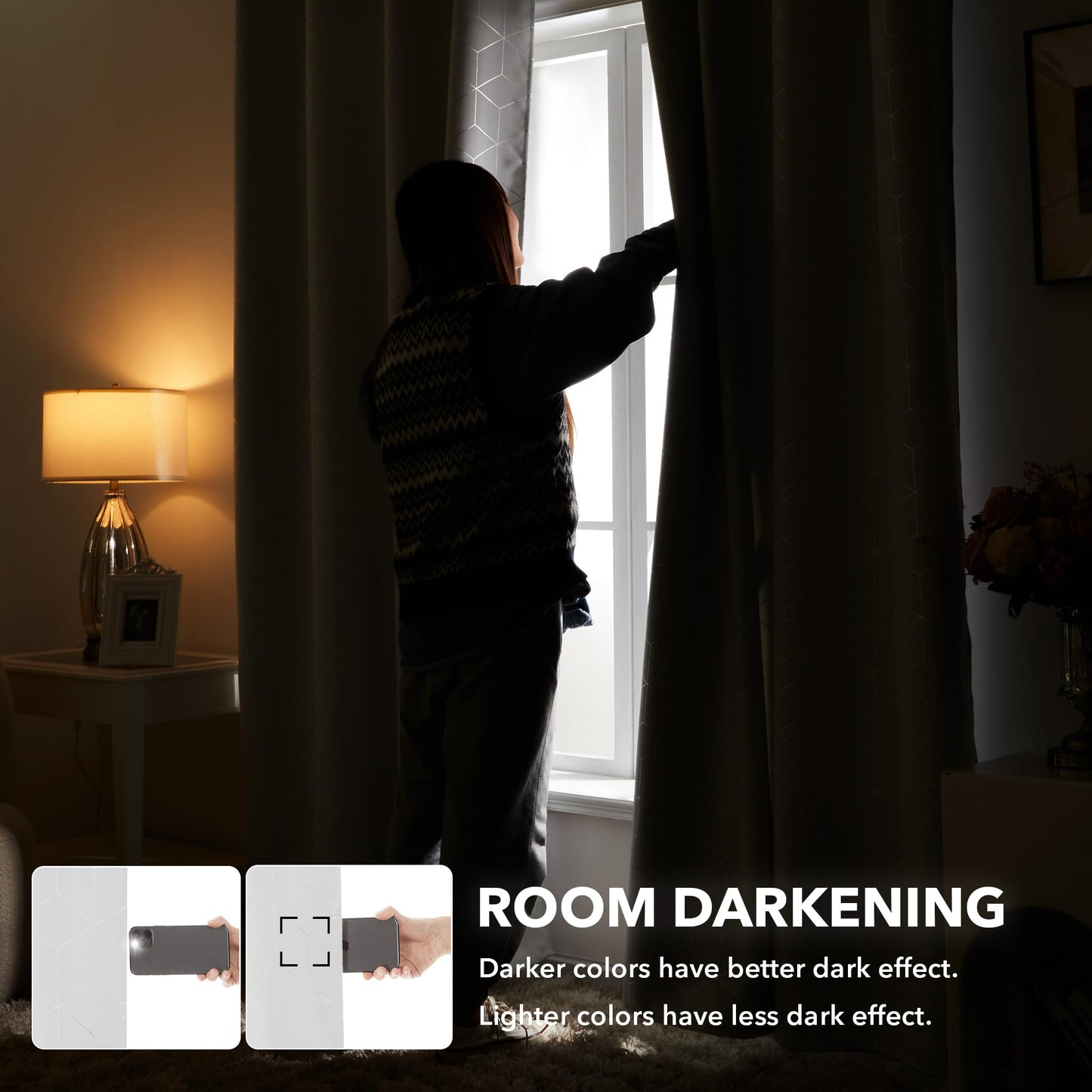 Thermal Blackout Curtains with Silver Foil Print