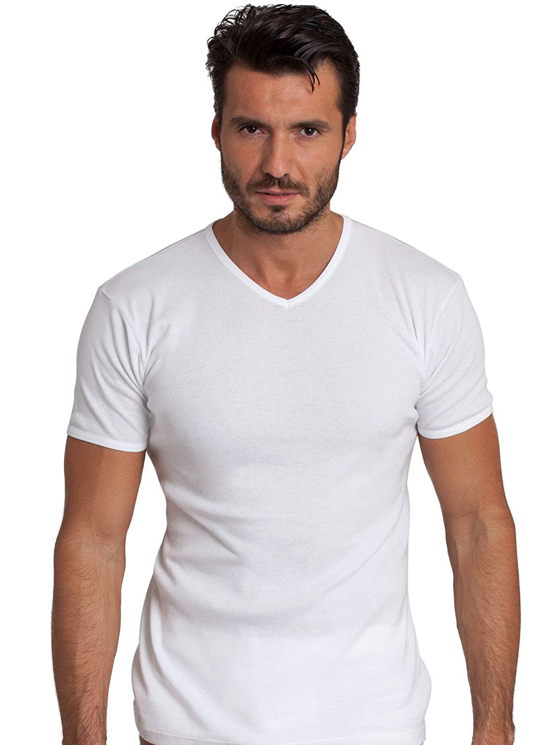 BASIC COTTON Free Spirit Premium Quality Brushed Cotton Men's V-Neck T-Shirt Made in Italy