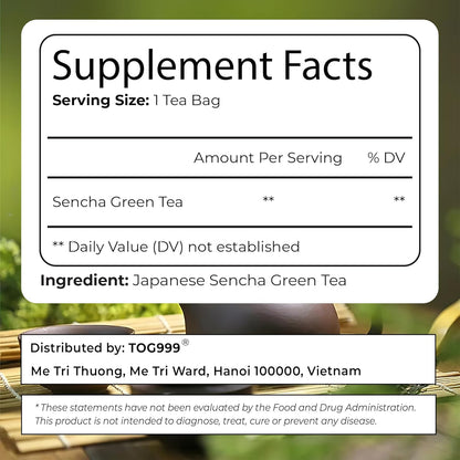 Premium Sencha Green Tea Bags, 100% Natural & Pure from Sencha Green Tea Leaves