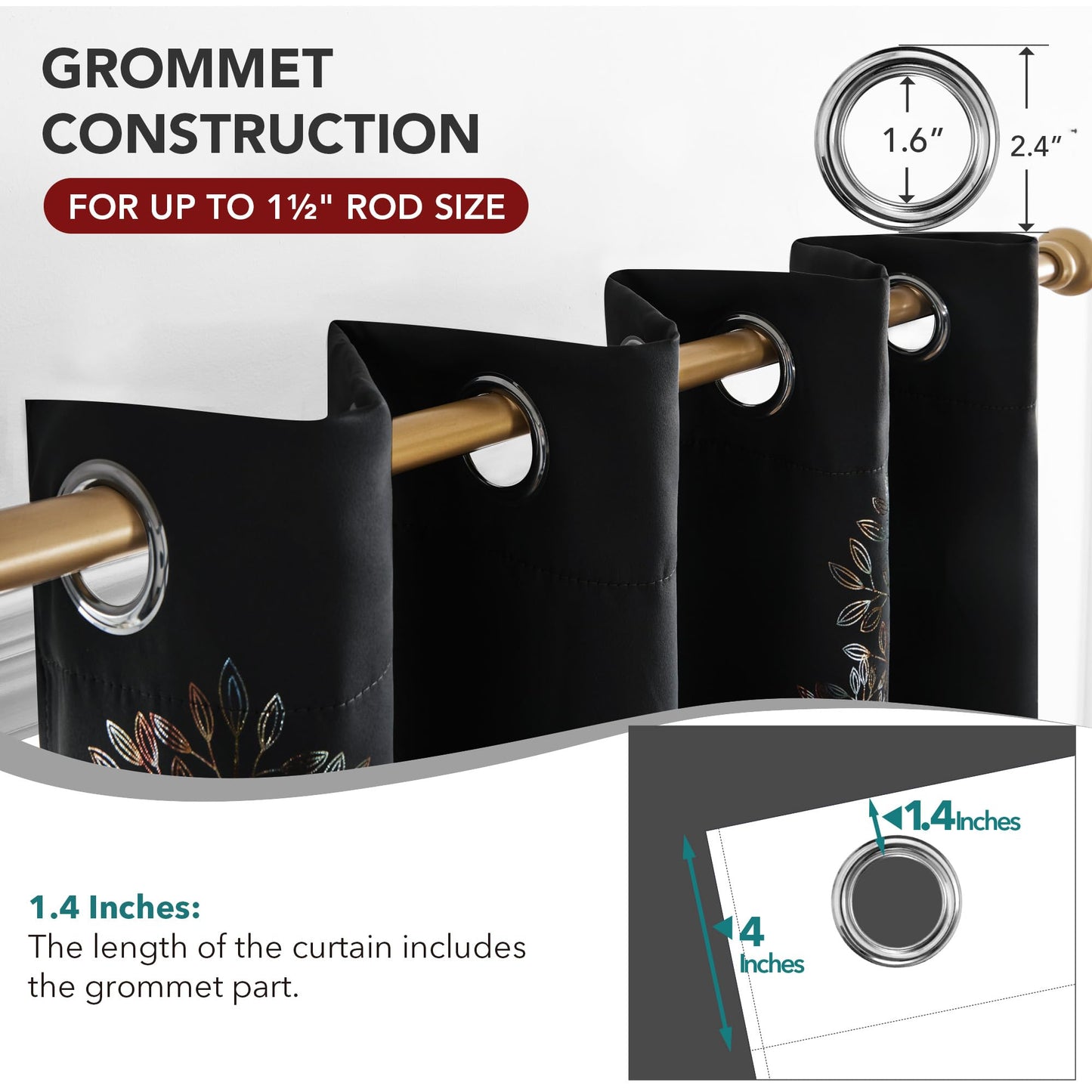 Room Darkening Curtains with Line Foil Print, Navy Blue, 2 Panels