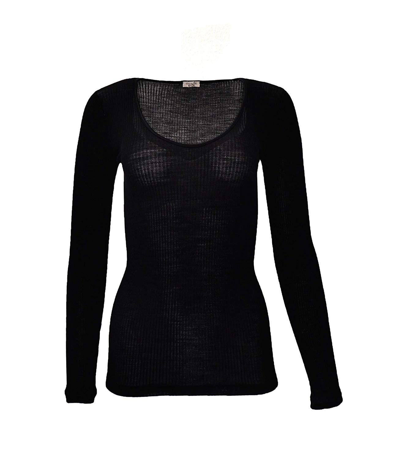 EGi Luxury Wool Silk Long Sleeve Top with Satin Trim. Proudly Made in Italy (1437)