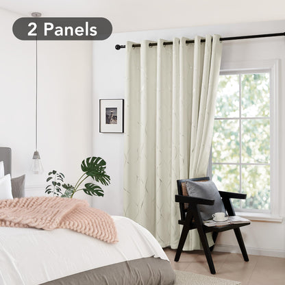 Total Blackout Curtains with Silver Print, 2 Panels
