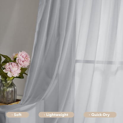 Semi-Transparent White Sheers, 52x63 Inch