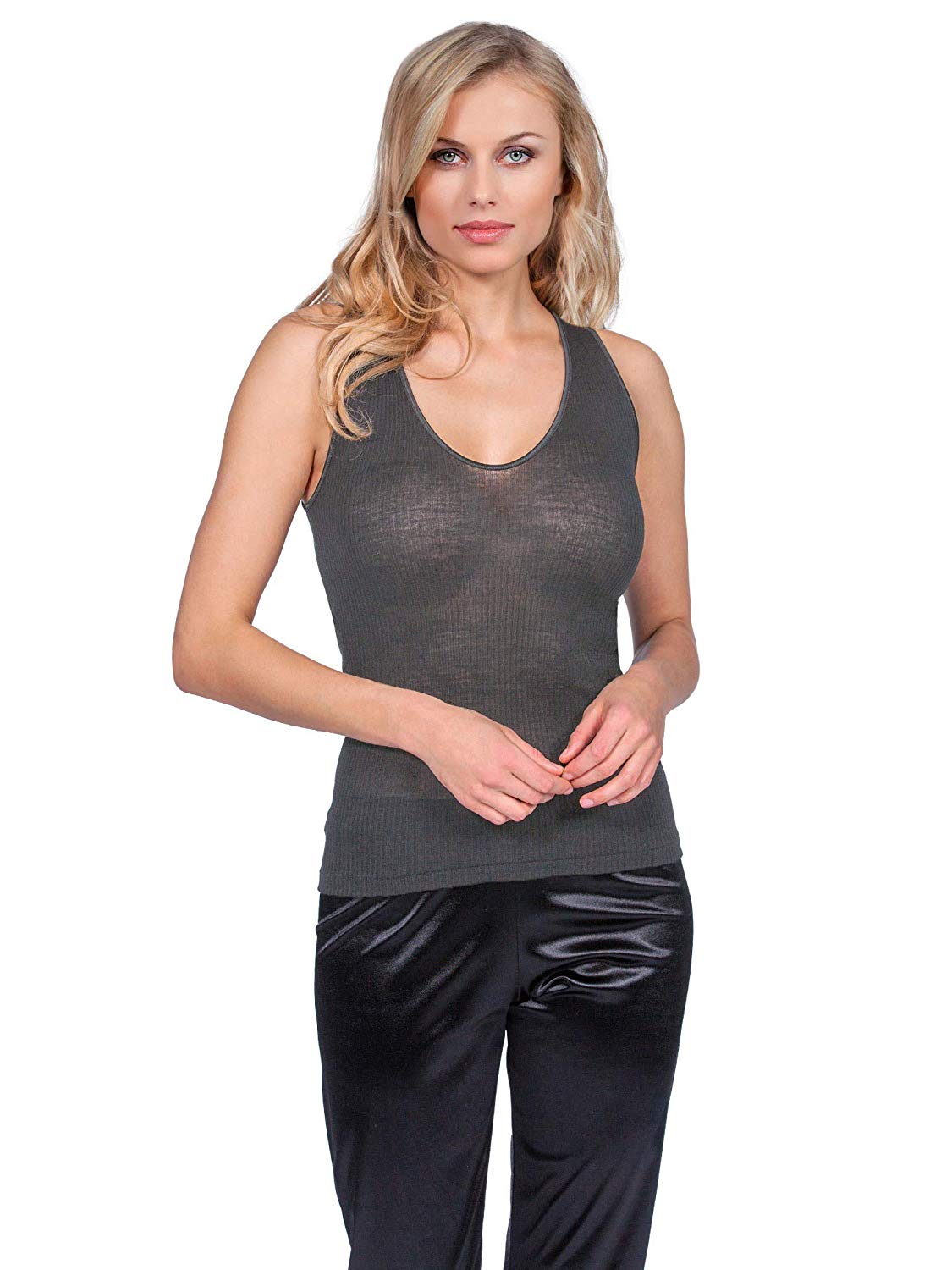 EGI Luxury Wool Silk V-Neck Tank Top. Proudly Made in Italy.