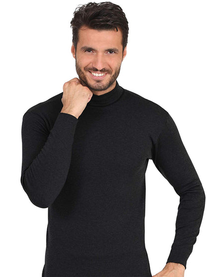 BASIC COTTON Free Spirit Premium Quality 100% Brushed/Fleece Cotton Men's Turtleneck Made in Italy