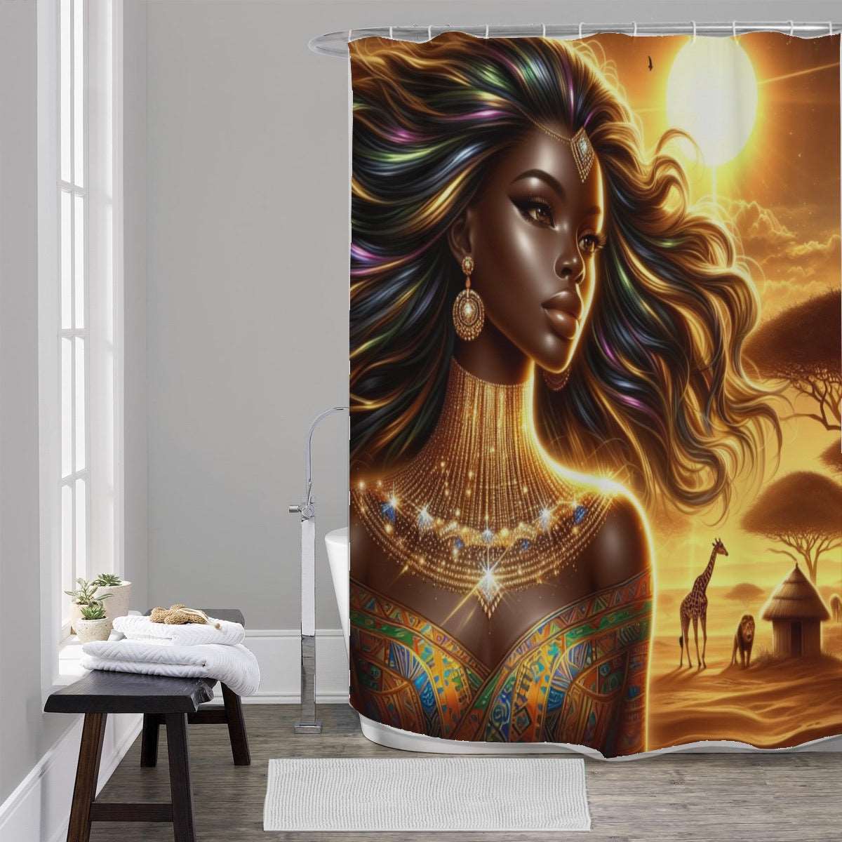 African Queen #3 Shower Curtains 150（gsm）