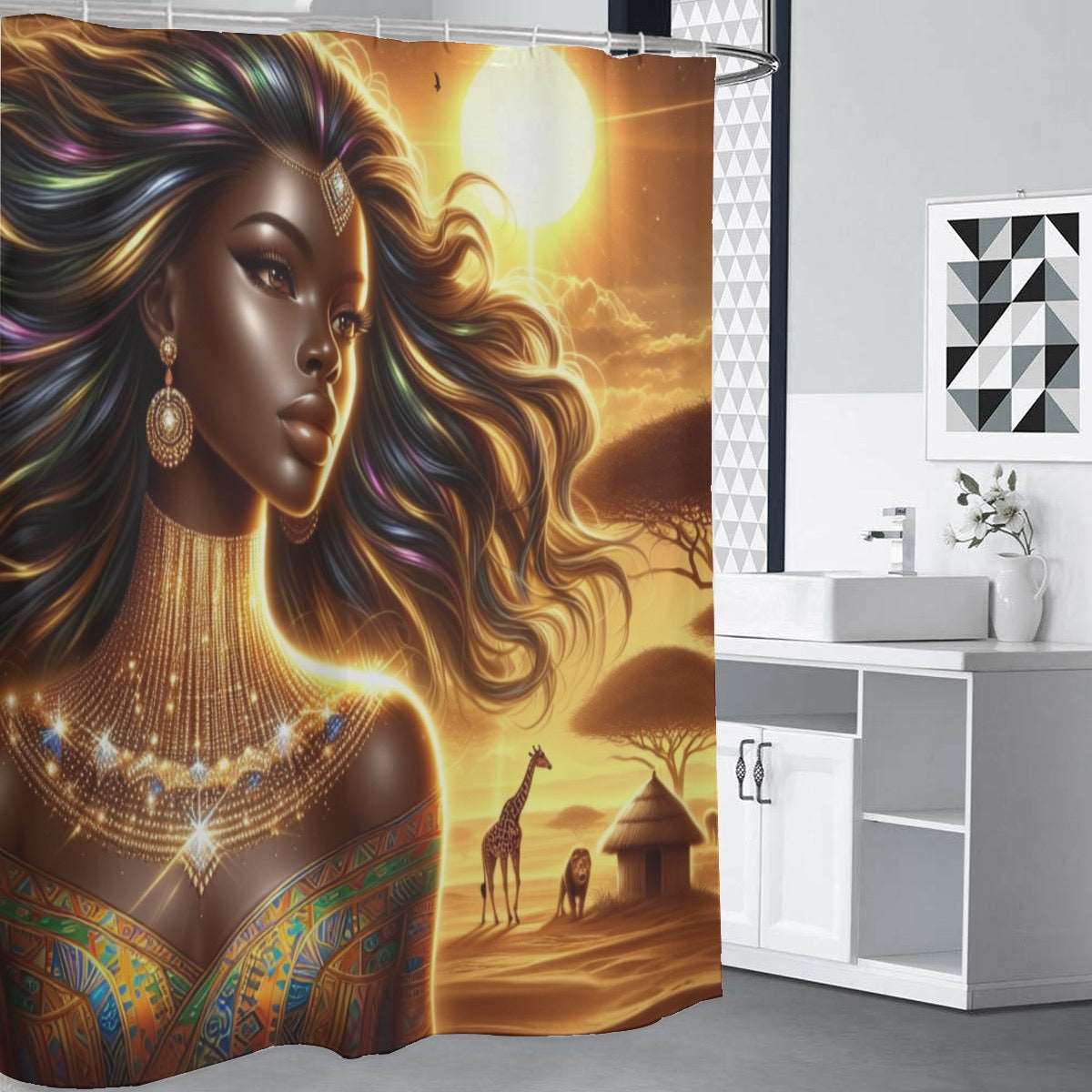 African Queen #3 Shower Curtains 150（gsm）