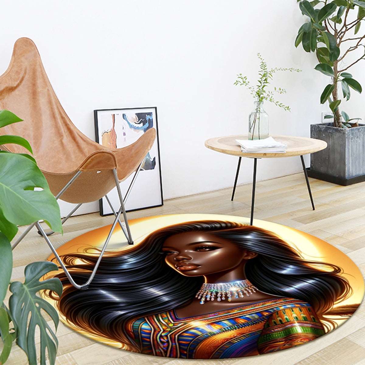 African Queen #1 Foldable round mat, Home Decor, African, African American Queen