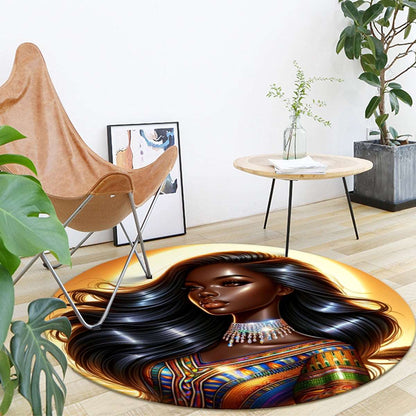 African Queen #1 Foldable round mat, Home Decor, African, African American Queen