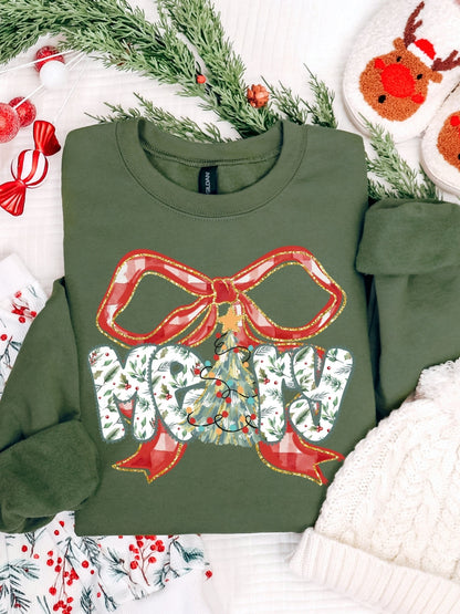 Gildan Christmas Preppy Floral Merry Sweatshirt