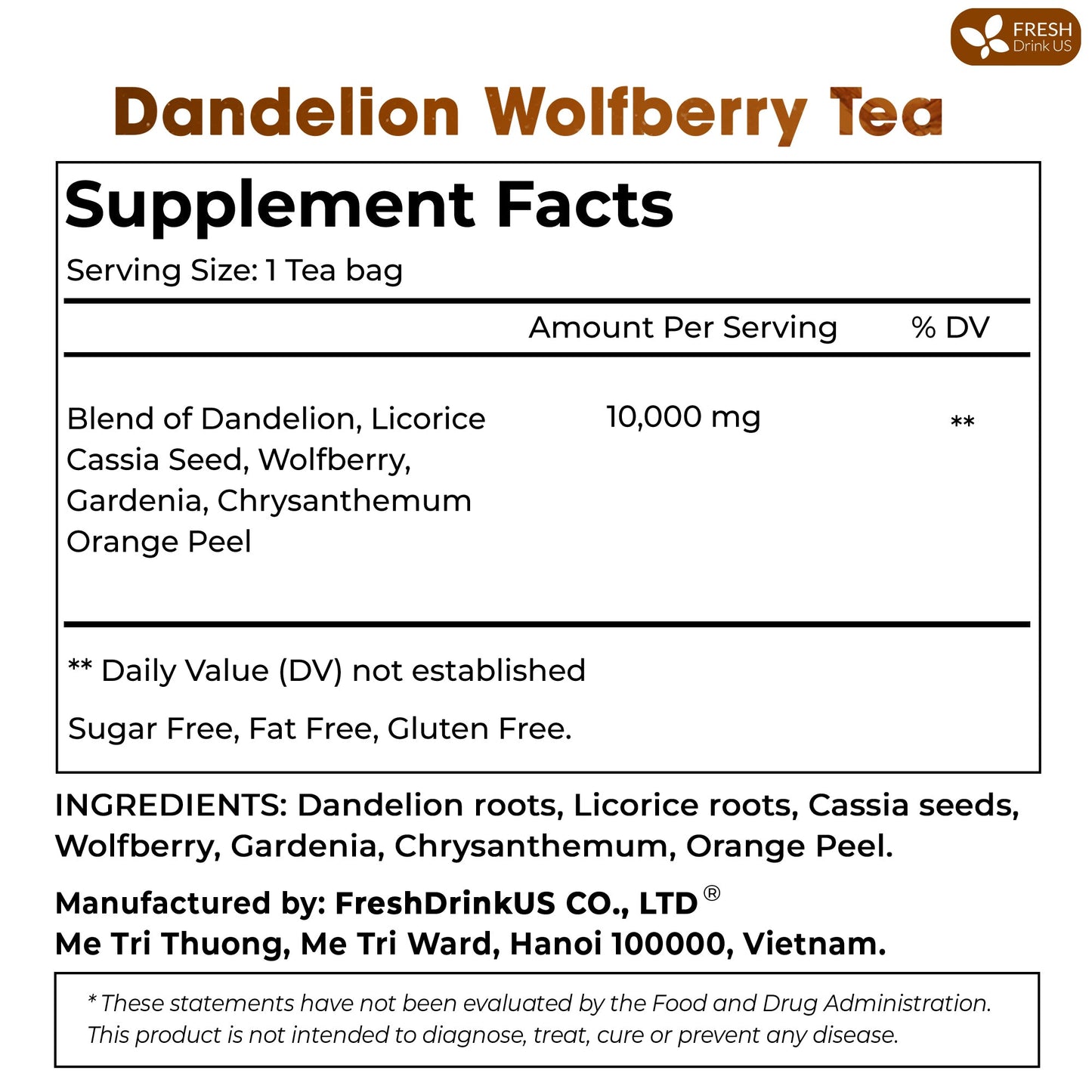 Dandelion Wolfberry Tea, 7 Herbal Ingredients