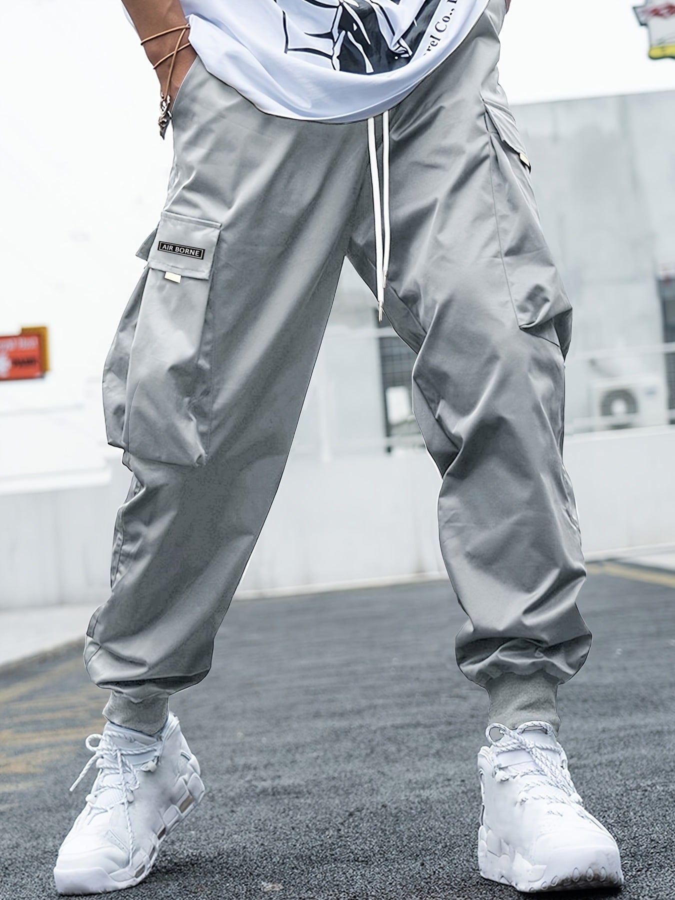 Multi-pocket Cargo Pants Men's Casual Hip-Hop Drawstring Trousers Outdoor Streetwear Sports Pant