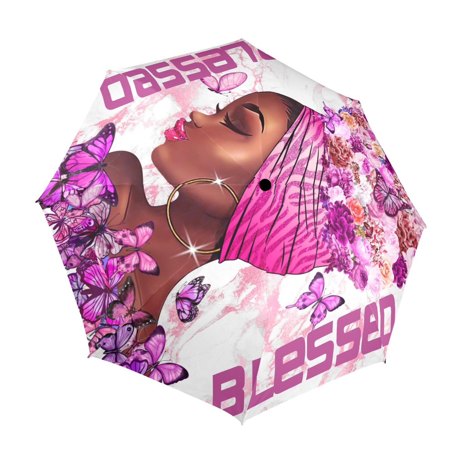 Blessed Purple Umbrella Semi-Automatic Foldable Umbrella (Model U12)