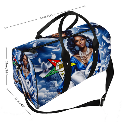 Blue Sky, OES, Sisterhood, Eastern Star, Sorority, Large Travel Luggage Gym Bags Duffel Bags