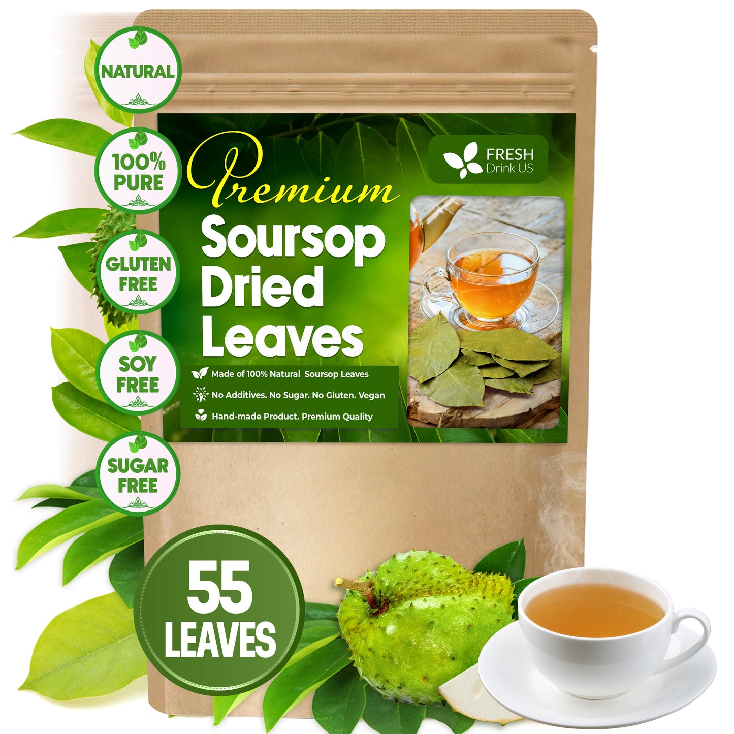 Premium Soursop Leaves Tea bags, Dried Soursop Leaves, Soursop Leaf Powder, Guanabana Leaves Tea, Hoja Guanabana Tea