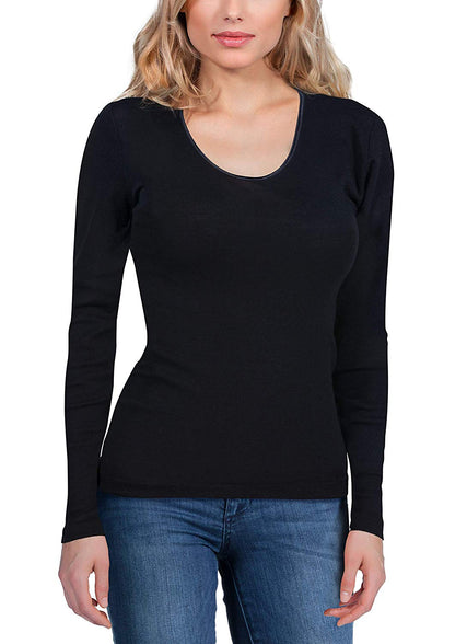 EGi Luxury Merino Wool Silk Women's Long Sleeve T-Shirt. Proudly Made in Italy (143)