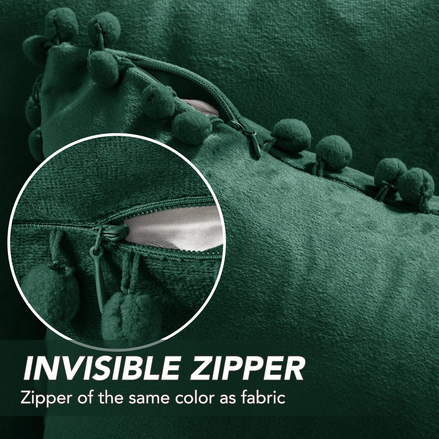 Red Velvet Cushion Covers with Pom-Poms, 2 PCS