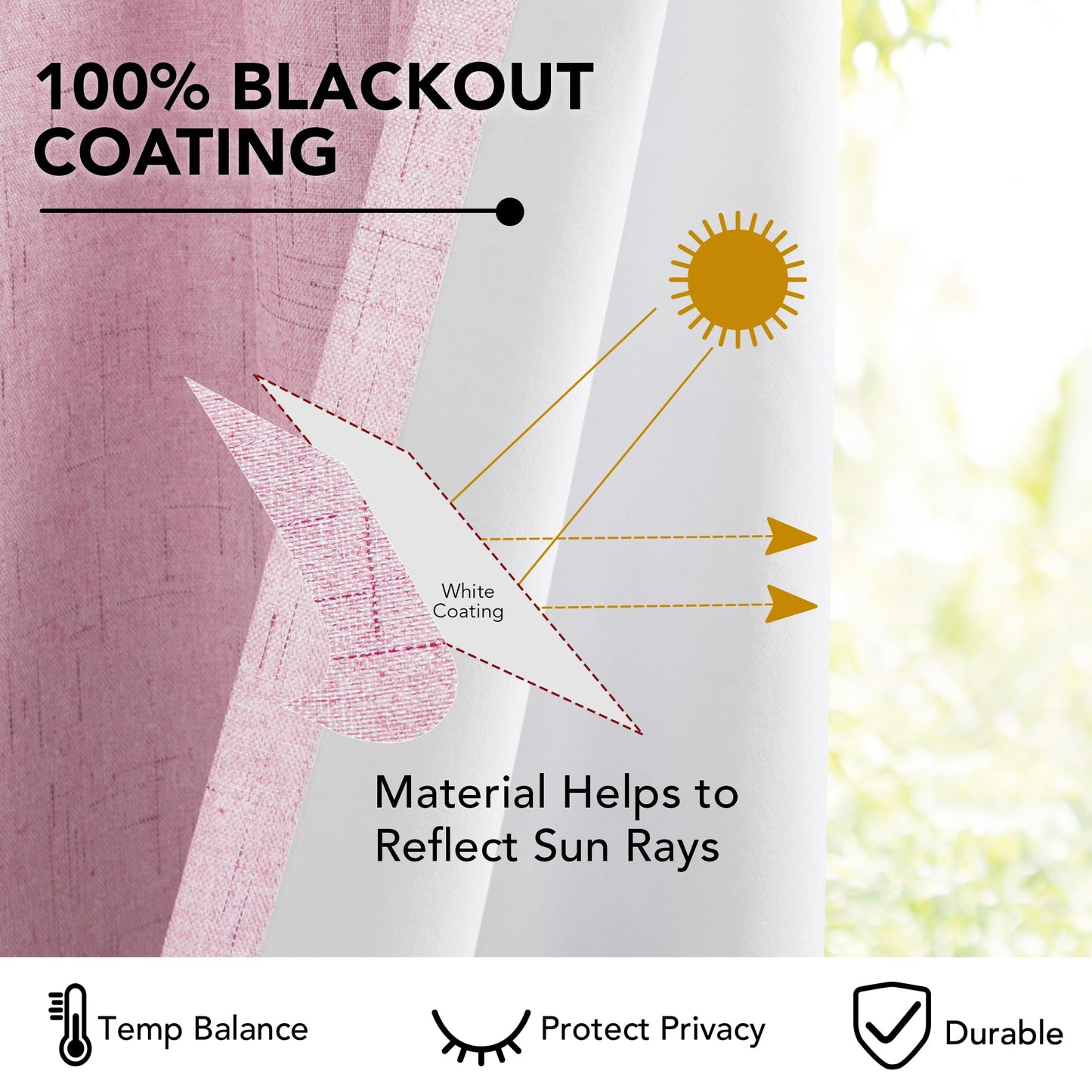 French Door Linen Blackout Curtain, 1 Panel