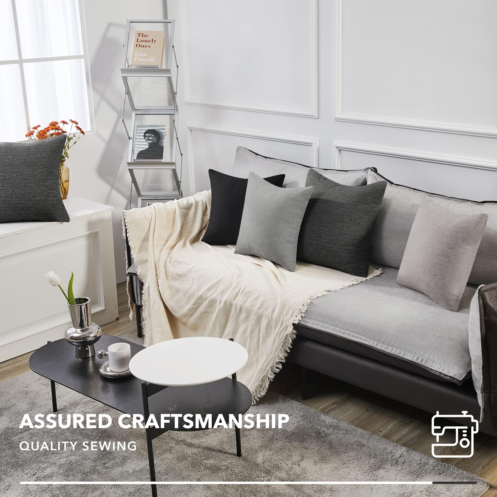 Decorative Linen Throw Pillow Covers, 18x18 Inch, 4 PCS