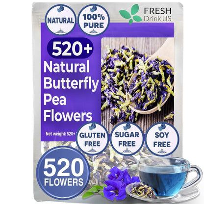 Premium Butterfly Pea Flowers, Tea Bags, 100% Natural and Pure from Butterfly Pea Flowers, Hand-made, Made With Natural Materials-Corn Fiber Tea Bag, Sugar/Caffeine/Gluten Free