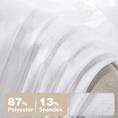 Semi-Transparent White Sheers, 52x63 Inch