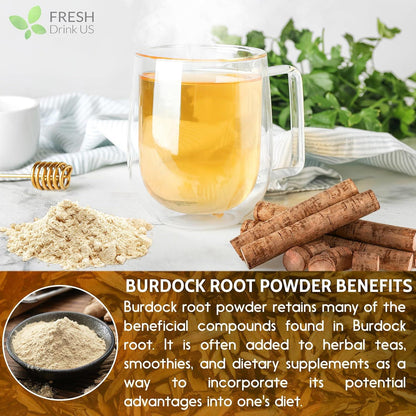 Burdock Root Powder,  Burdock Root Extract, 100% Natural & Pure from Burdock Root, Burdock Root Herbal Tea, No Additives, No Caffeine, Vegan