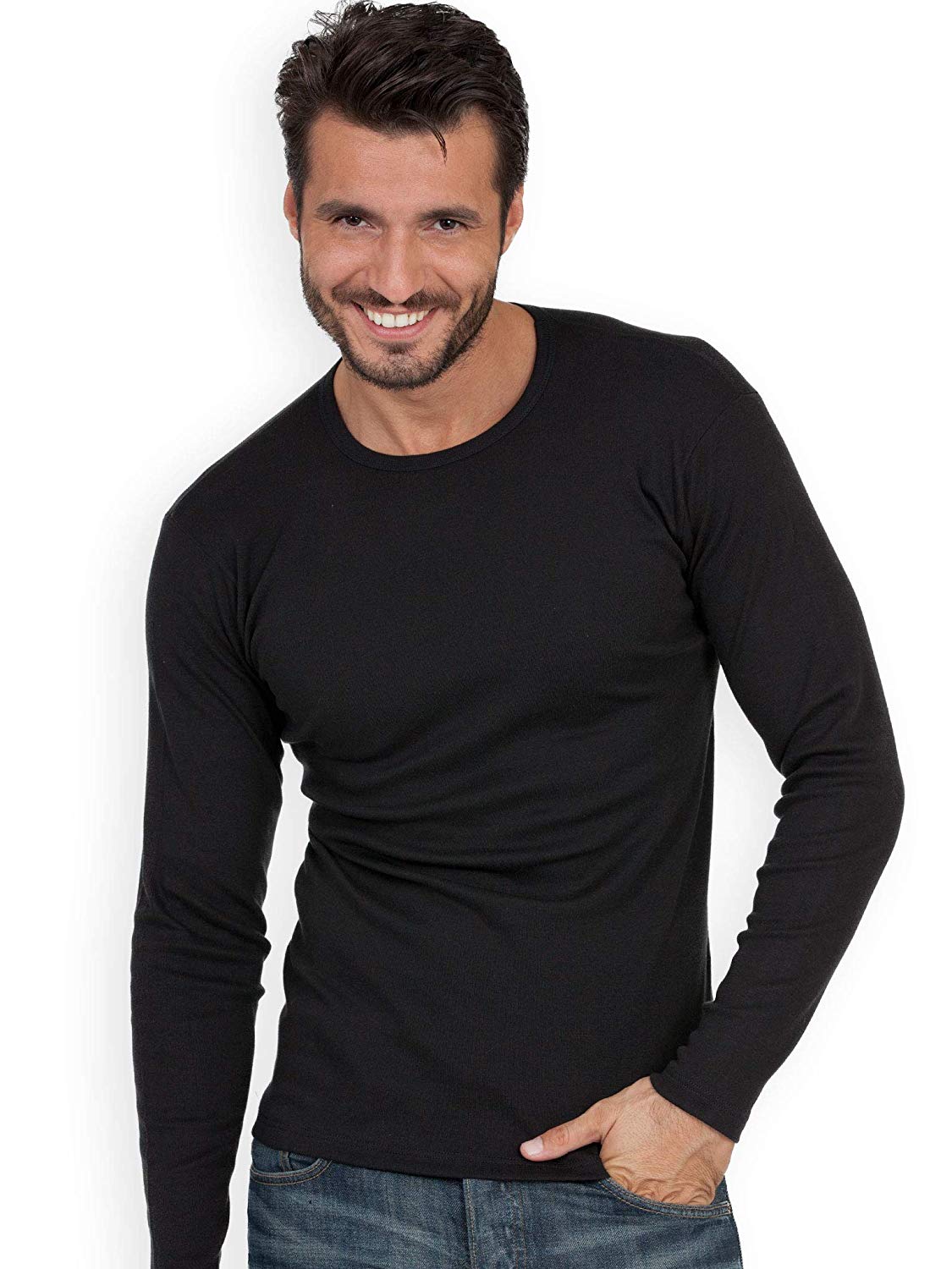 BASIC COTTON Free Spirit Premium Quality 100% Brushed Cotton Men's Long Sleeve Made in Italy