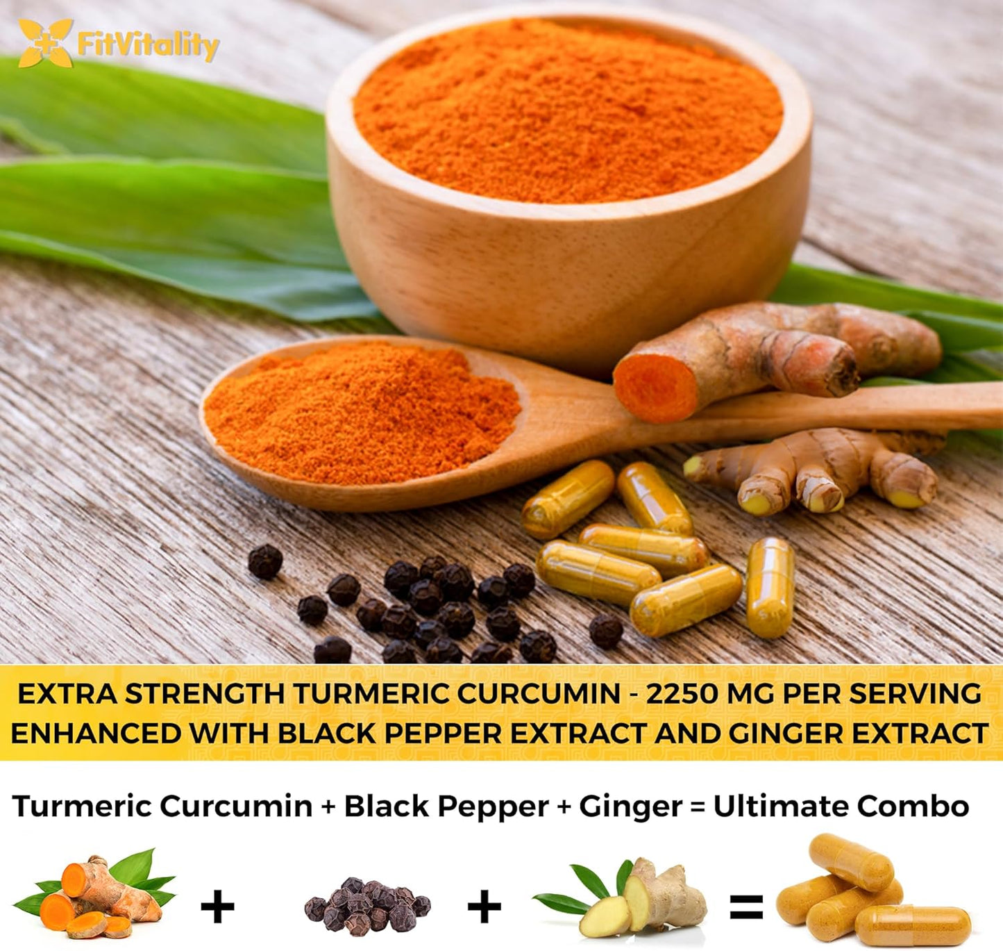 Turmeric Curcumin & BioPerine Black Pepper Extract, Non – GMO, Gluten-Free, Vegan Capsules