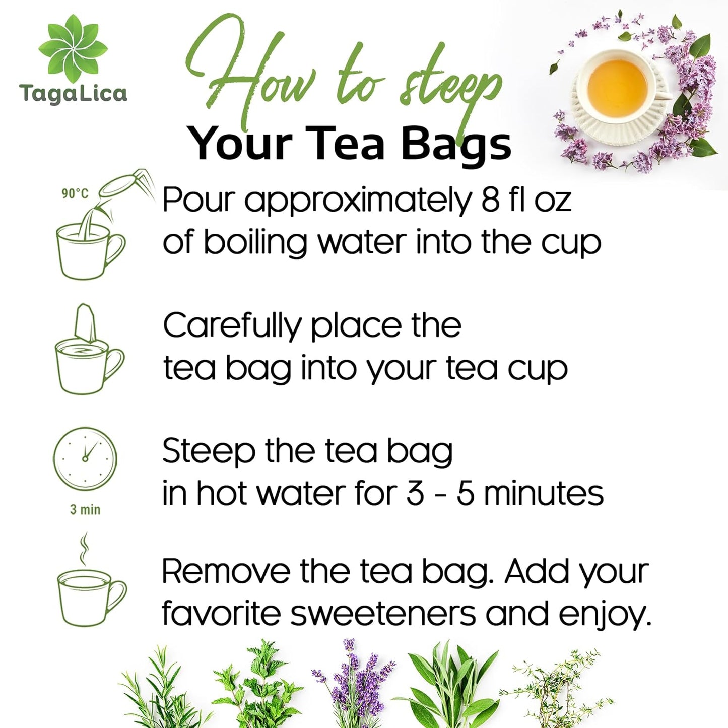 Lemongrass Tea Bags, 100% Natural & Pure Lemongrass leaves, Eco-Conscious Tea Bags, Lemongrass Herbal Tea. Lemongrass Leaf Tea. No Sugar, No Caffeine, No Gluten, Vegan.