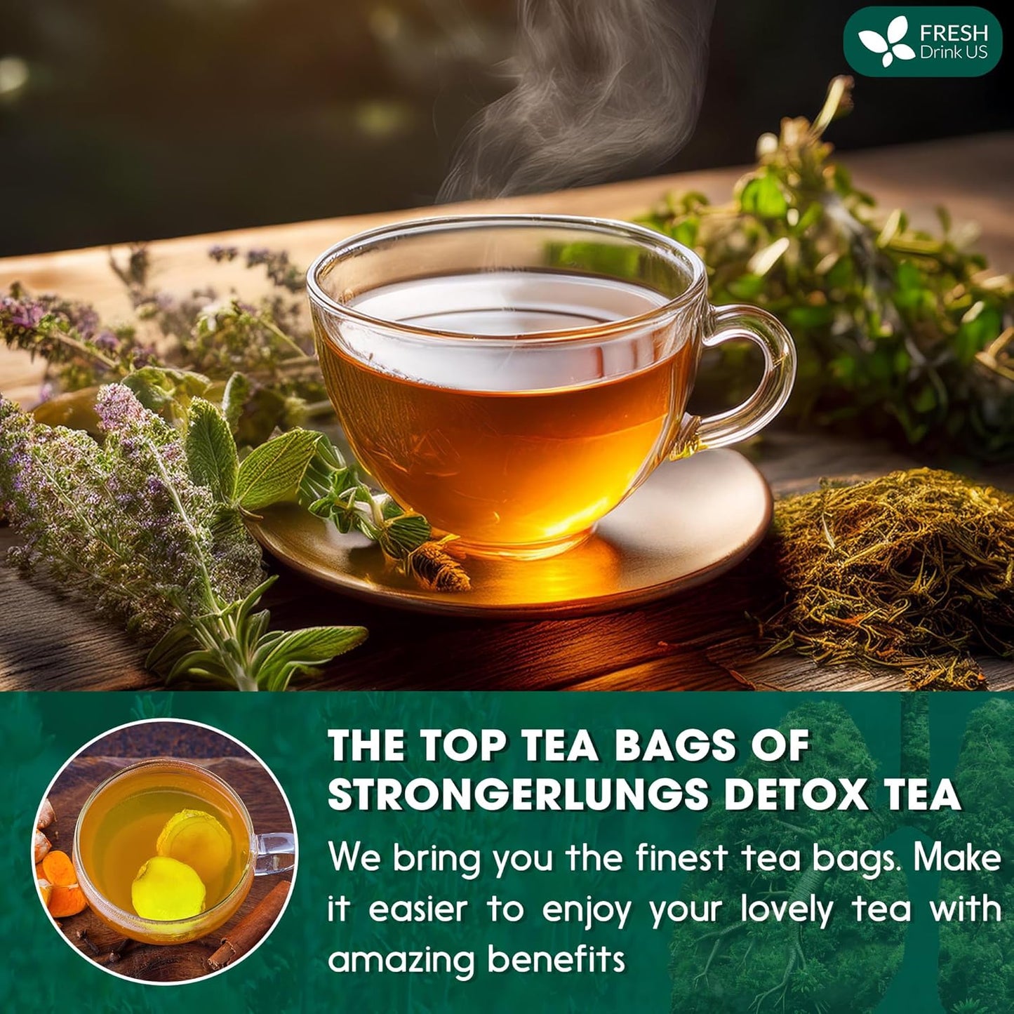 StrongerLungs Tea Bags - Supports Lung Cleanse, Congestion Relief & Mucus Detox