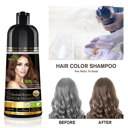 HERBISHH 3-in-1 Hair Color Shampoo for Gray Hair