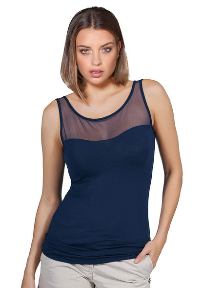 EGI Luxury Modal Women's Tulle Tank Top. Proudly Made in Italy.