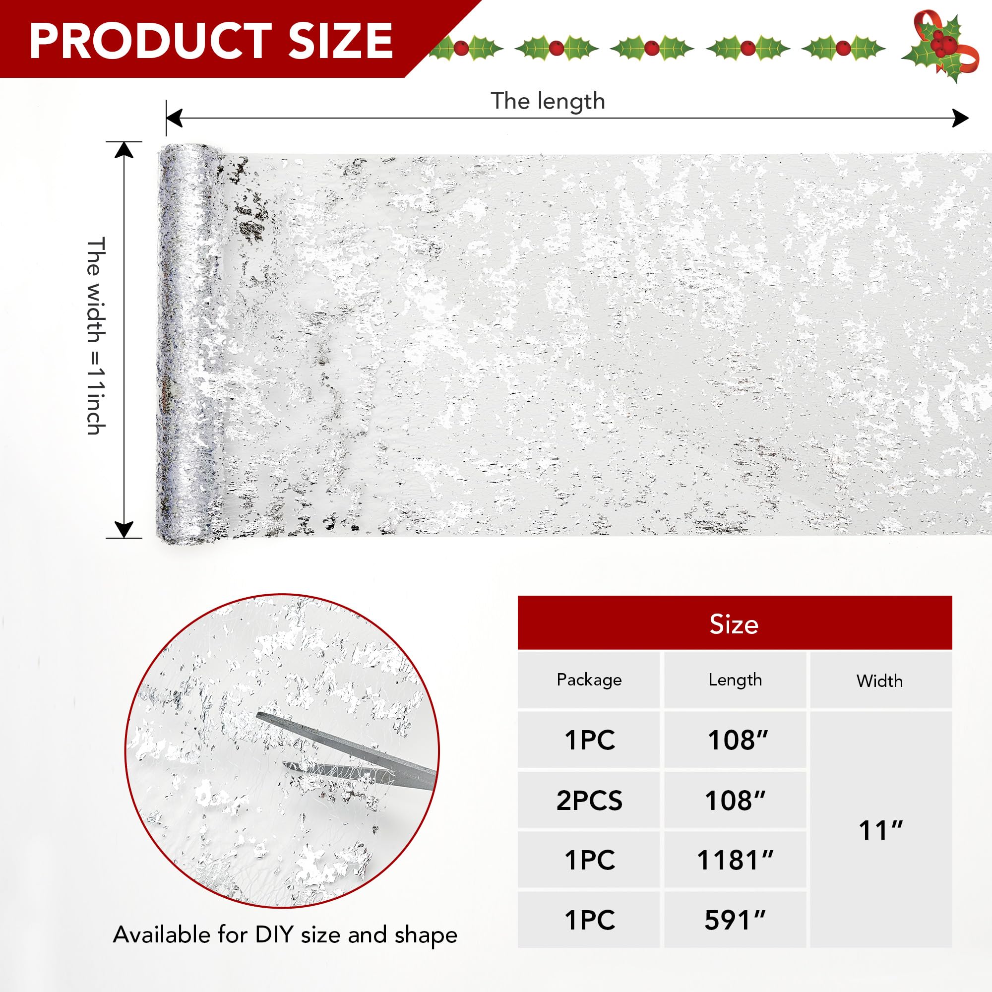 Sequin Glitter Table Runner, 2PCS, 9FT, Gold