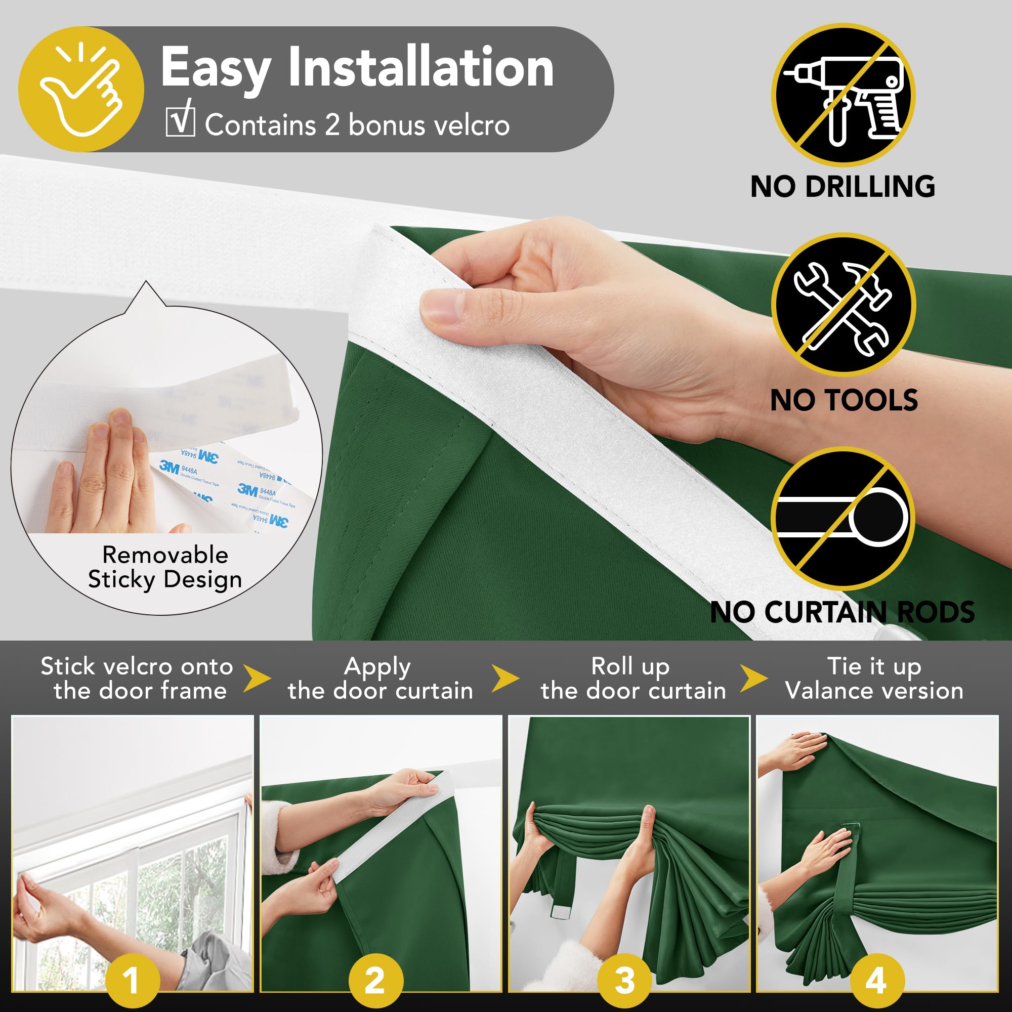 Blackout Door Curtain, Thermal Insulated, 26x80 Inch