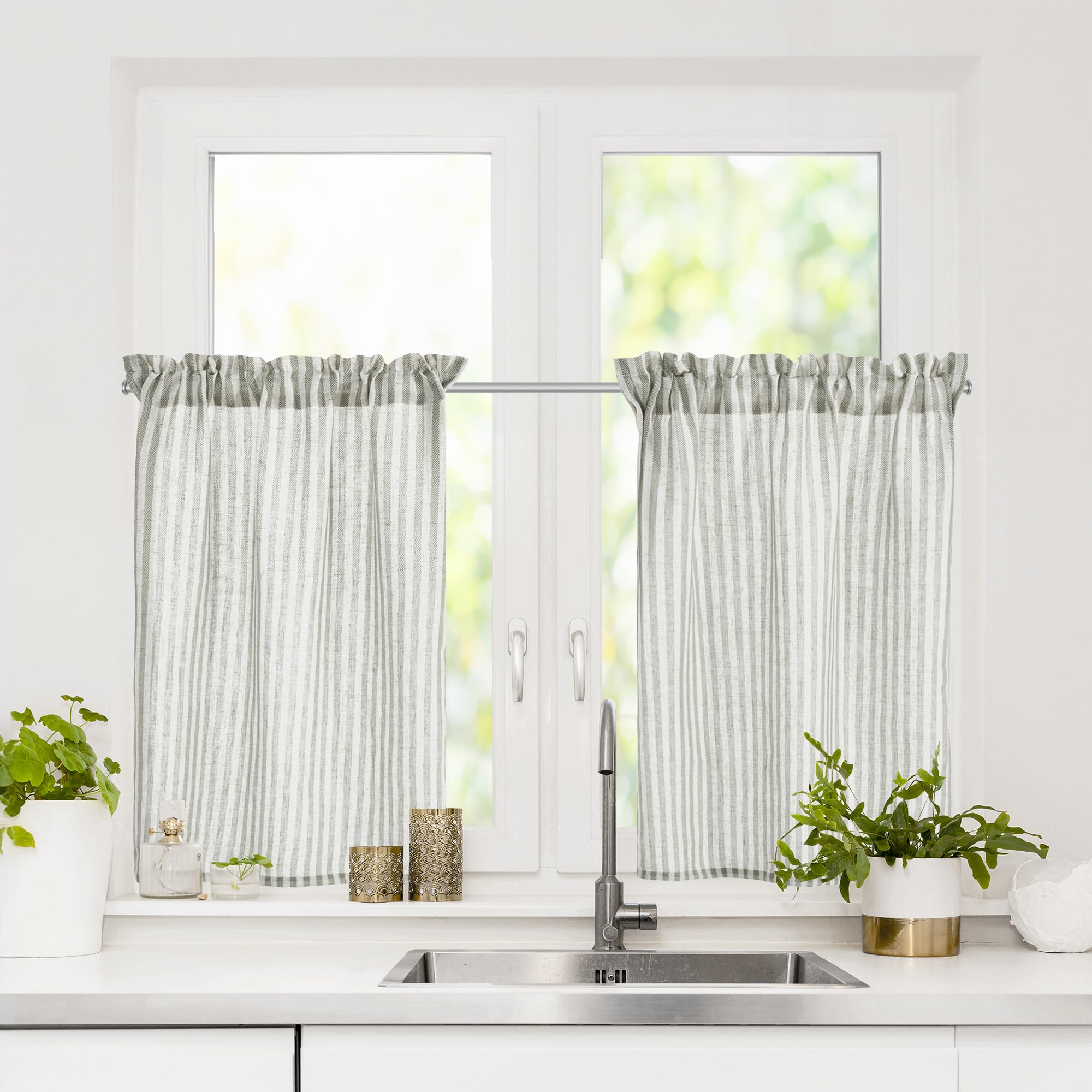Natural Farmhouse Cafe Tier Curtains, 2 Panels