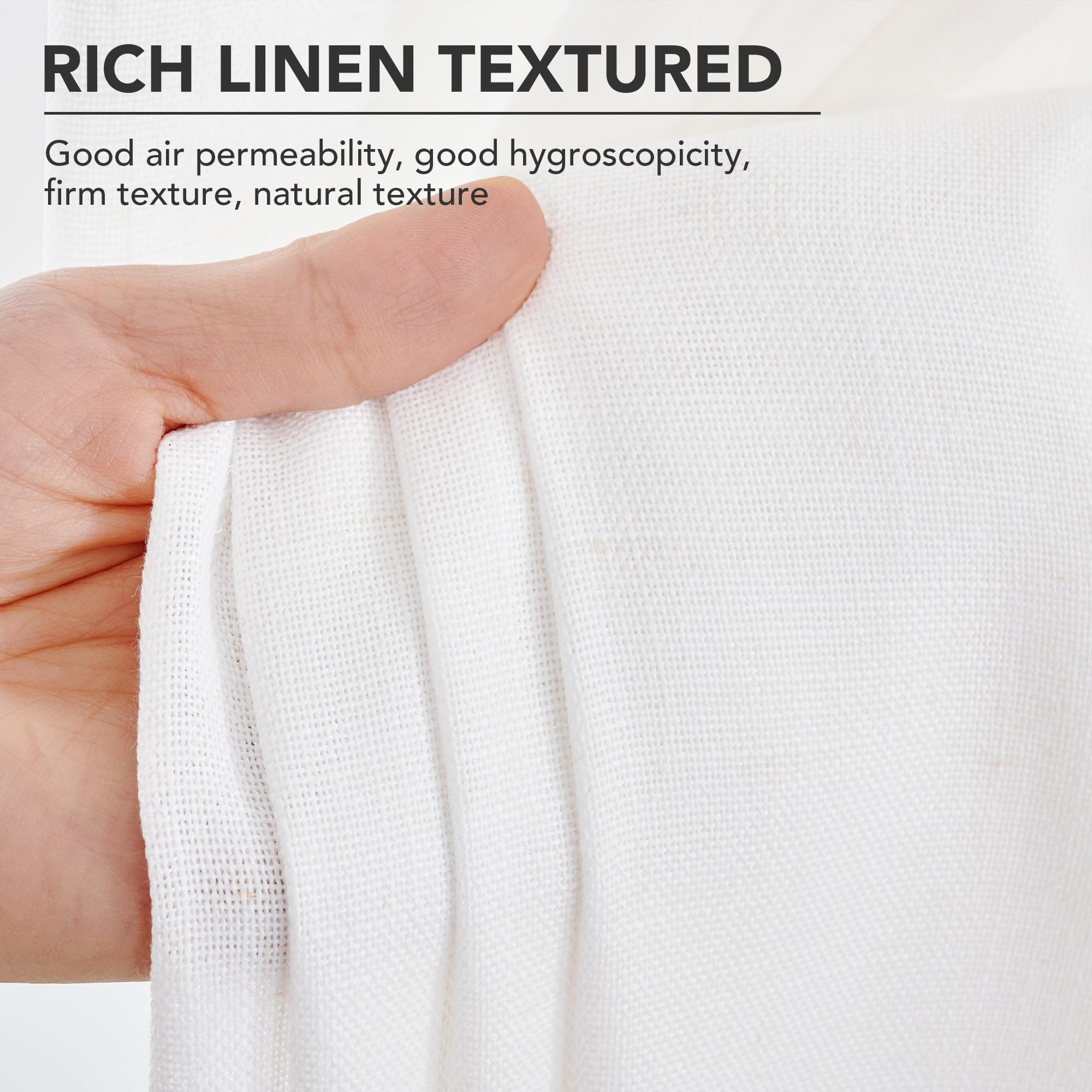 Linen Look Boho Semi-Sheer Curtains, 52x63 Inch, 2 Panels