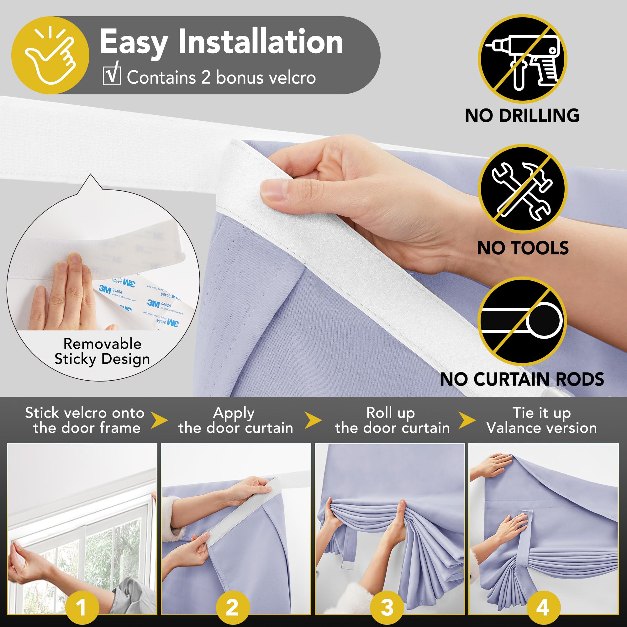 Blackout Door Curtain, Thermal Insulated, 26x80 Inch