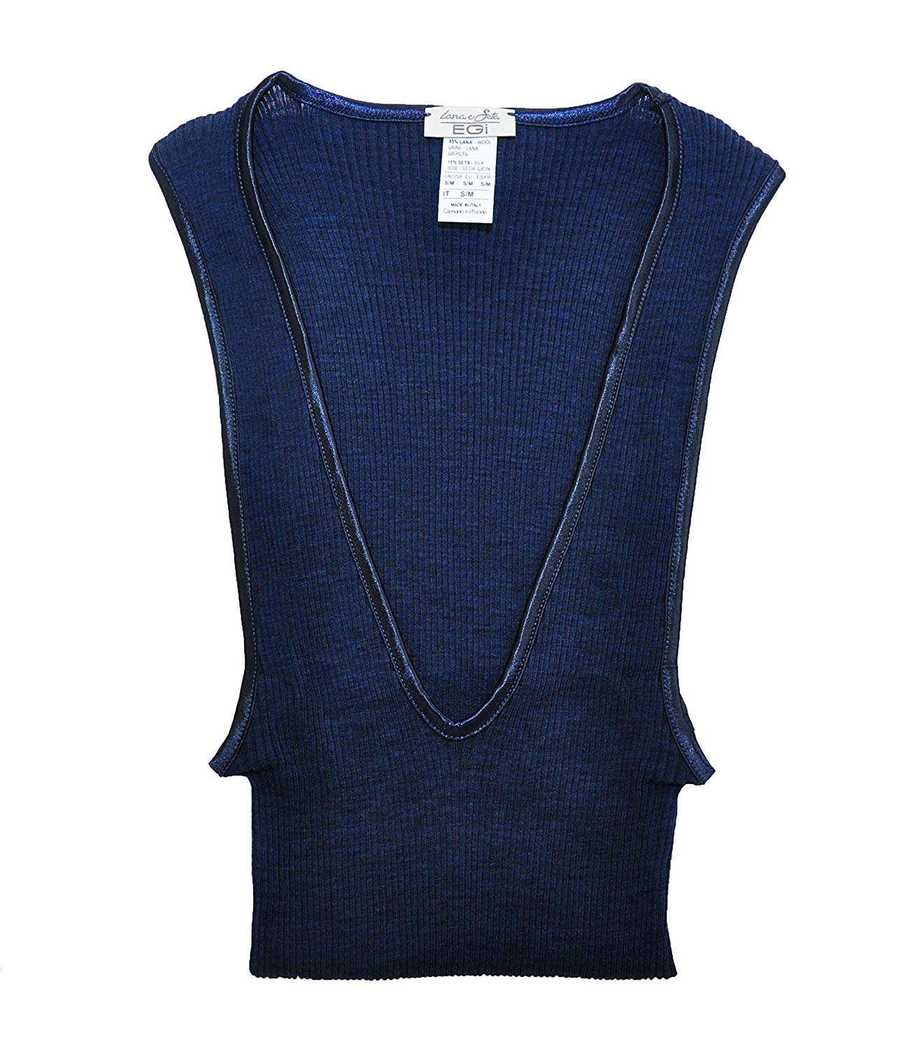 EGI Luxury Wool Silk V-Neck Tank Top. Proudly Made in Italy.
