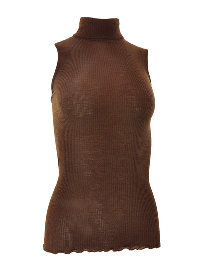 EGi Luxury Wool Silk Turtleneck Sleeveless Top. Proudly Made in Italy (1484)