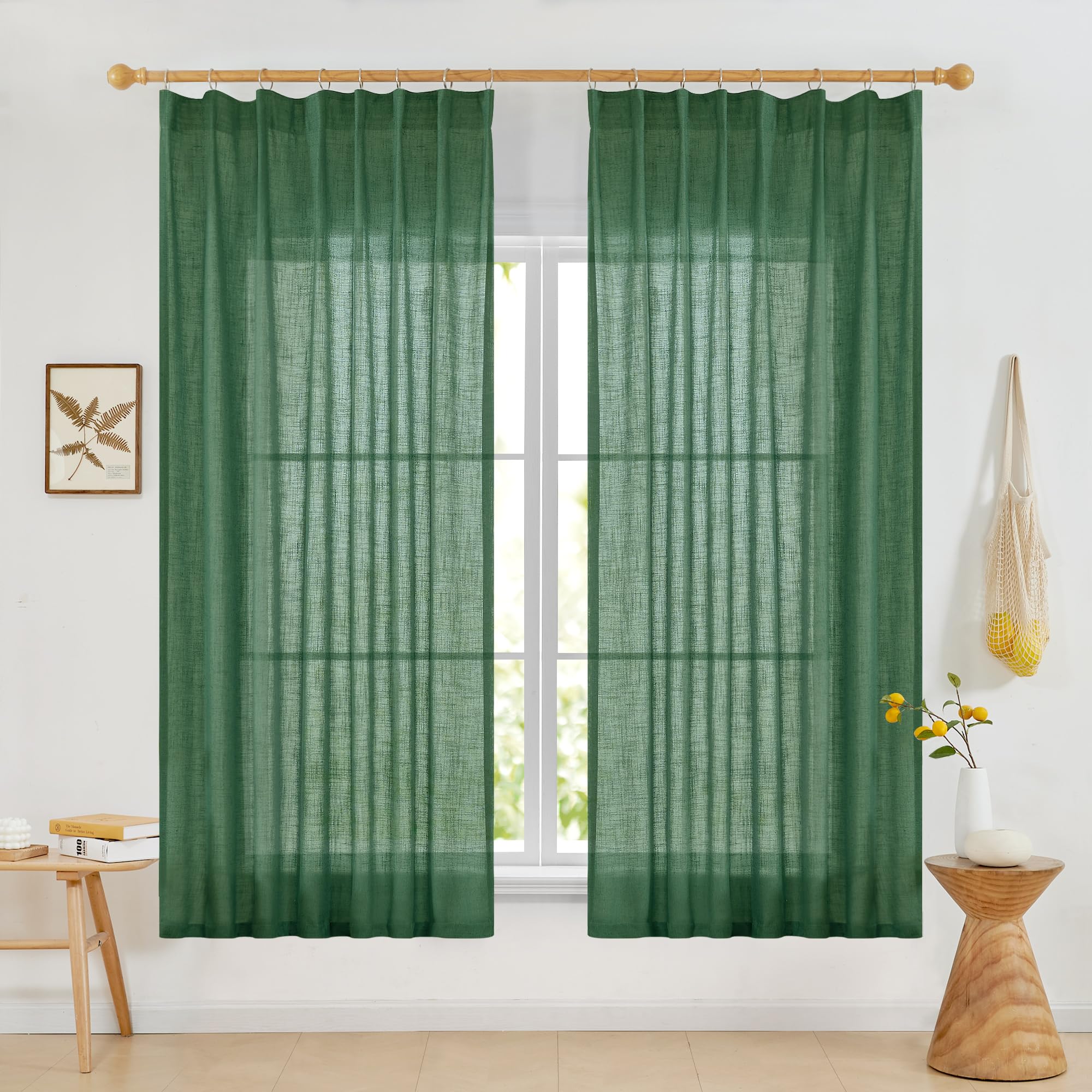 Light Filtering Linen Drapes, Back Tab & Rod Pocket