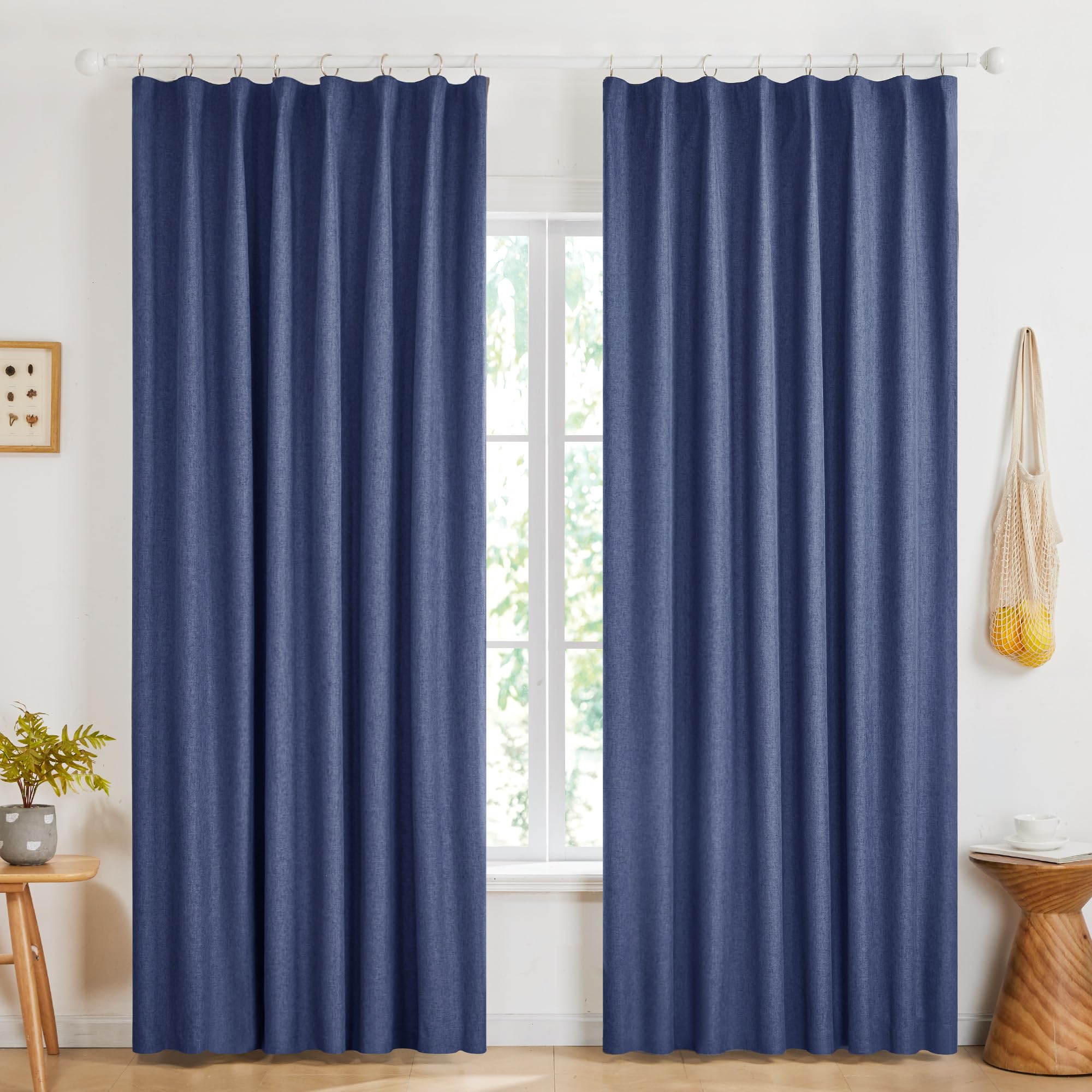 100% Blackout Pinch Pleat Curtains, Cream, 2 Panels