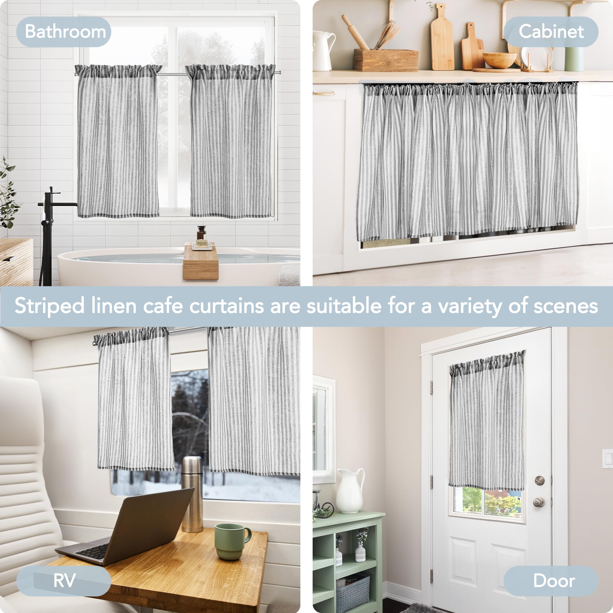 Natural Farmhouse Cafe Tier Curtains, 2 Panels