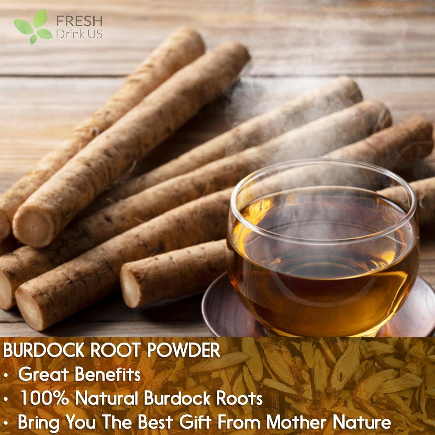 Burdock Root Powder,  Burdock Root Extract, 100% Natural & Pure from Burdock Root, Burdock Root Herbal Tea, No Additives, No Caffeine, Vegan