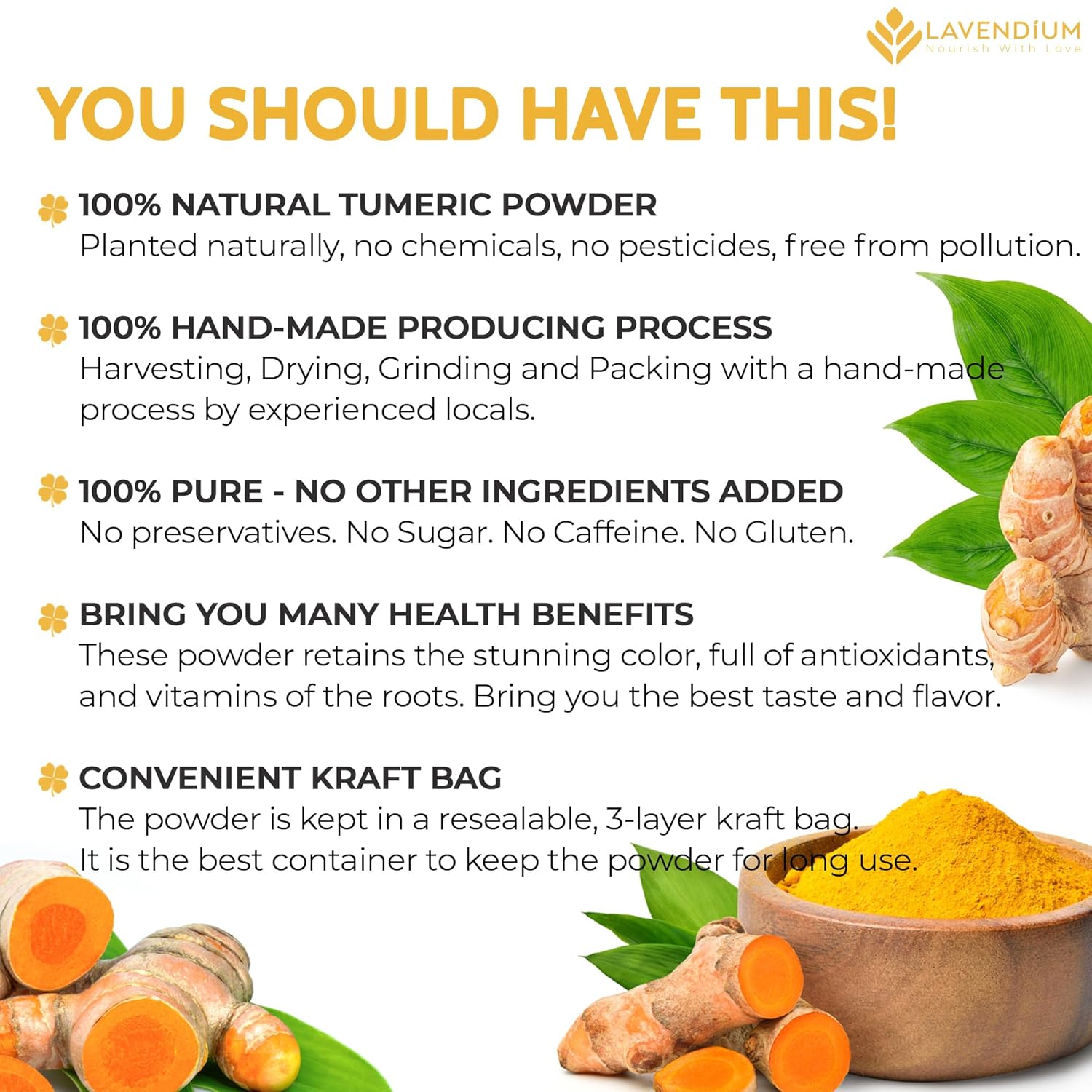 Turmeric Powder, 20oz (1.25 lbs), 100% Natural & Pure, Ground, Seasoning Root Powder, No Additives, No Gluten, Vegan