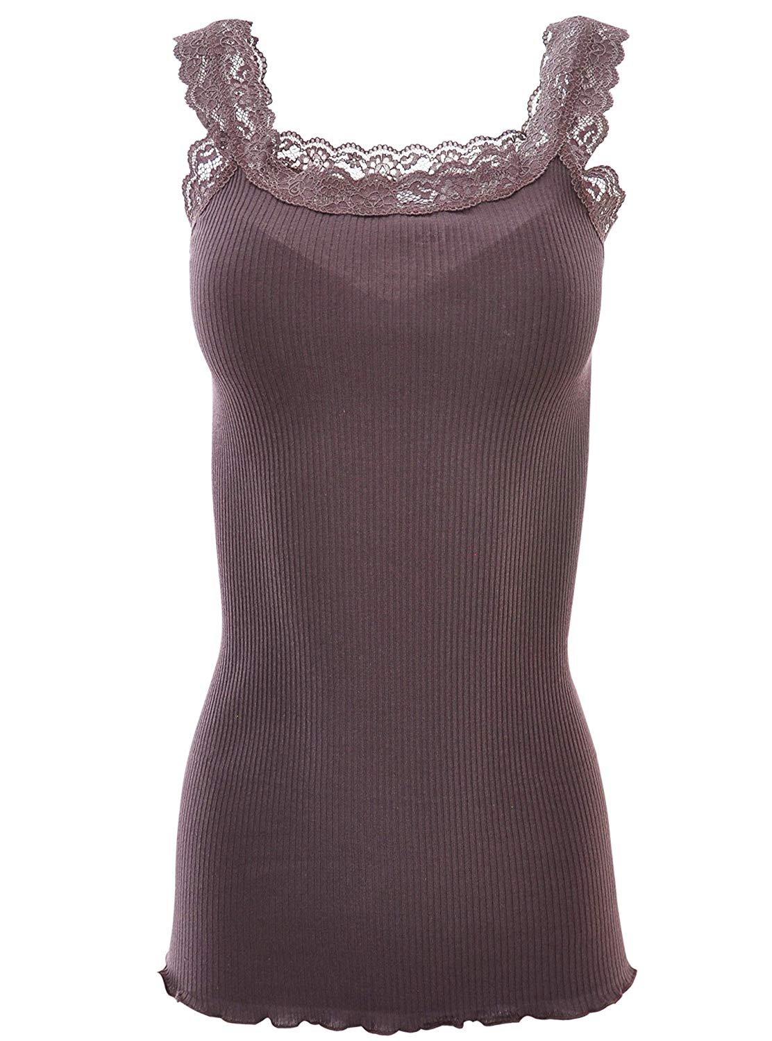 BASIC COTTON Free Spirit Premium Quality 100% Cotton Women's Lace Trim Tank Top Made in Italy