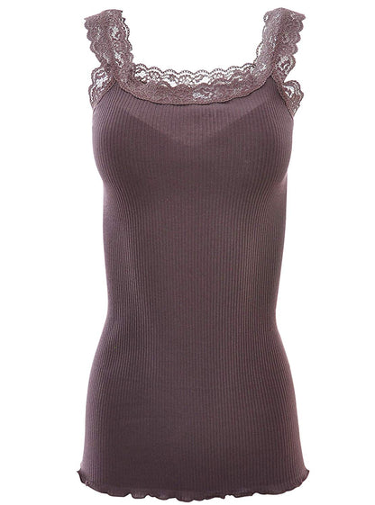 BASIC COTTON Free Spirit Premium Quality 100% Cotton Women's Lace Trim Tank Top Made in Italy