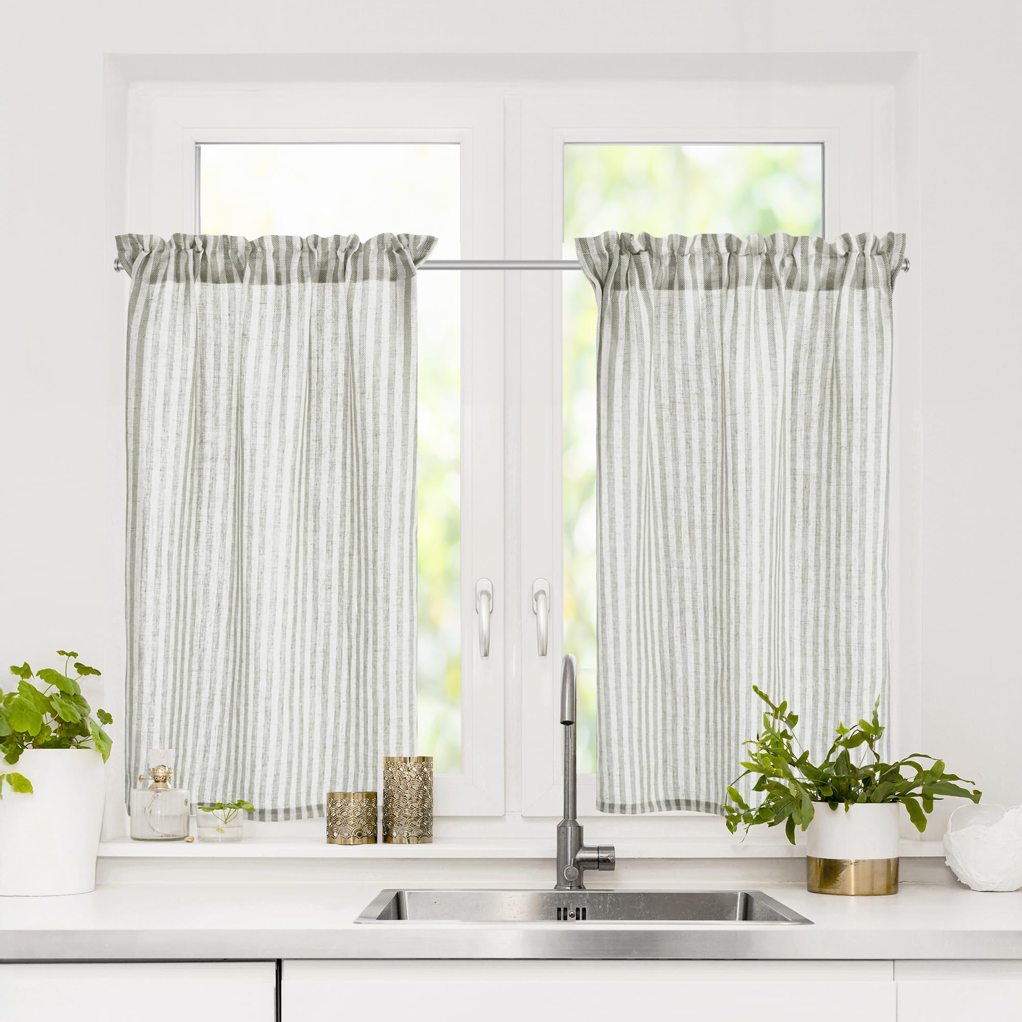 Natural Farmhouse Cafe Tier Curtains, 2 Panels