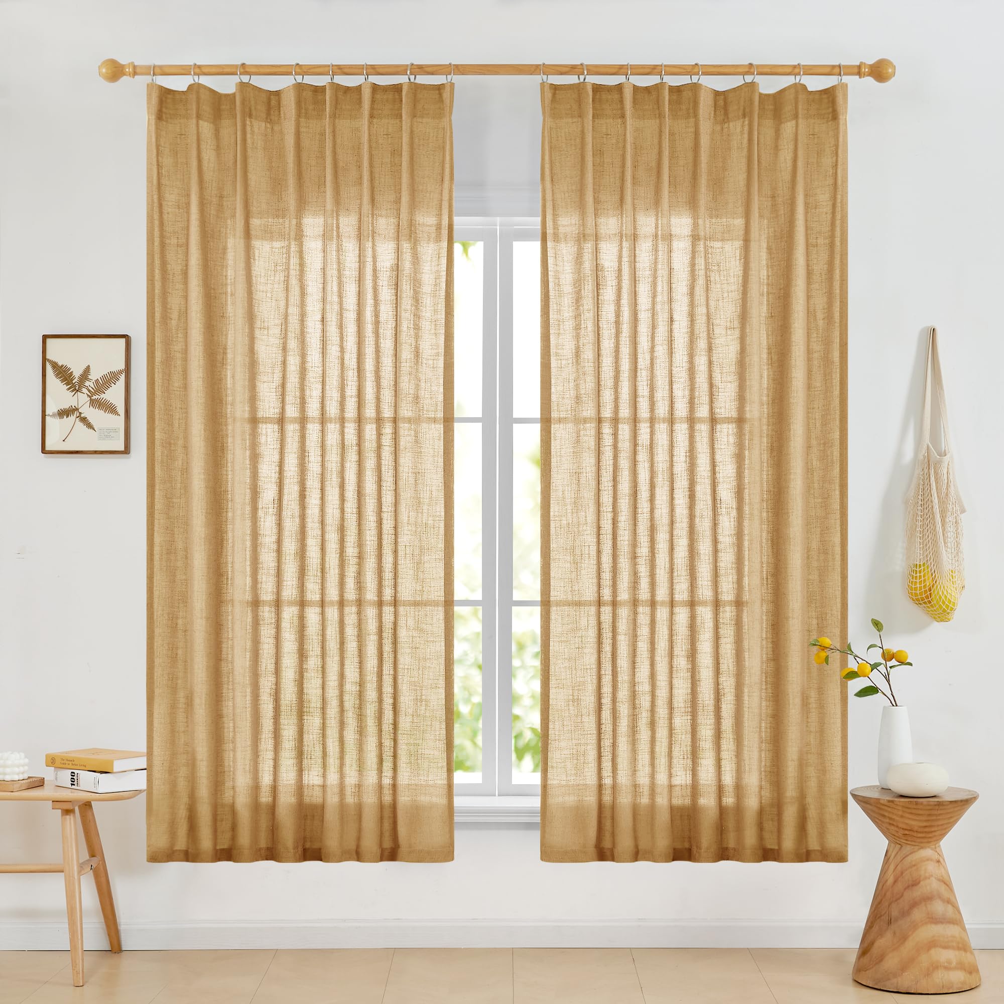 Light Filtering Linen Drapes, Back Tab & Rod Pocket