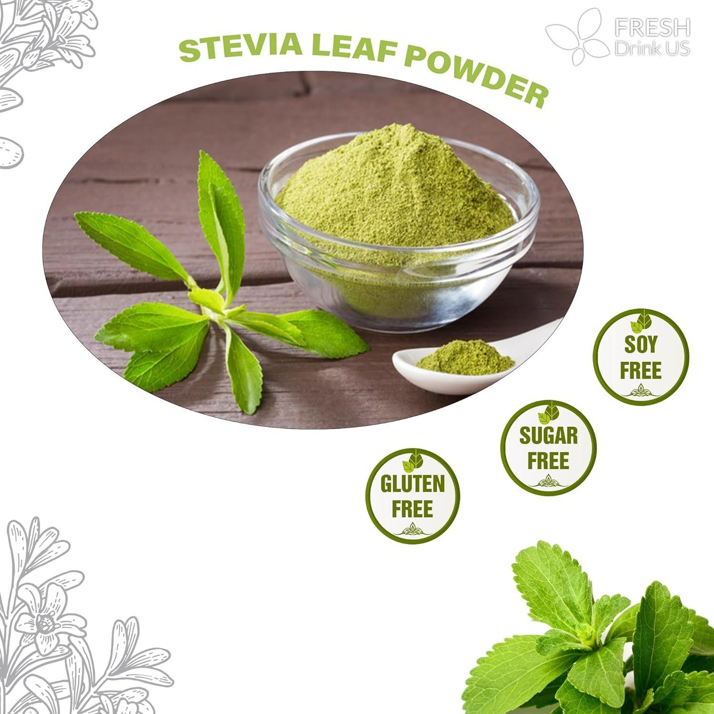 Stevia Leaf, Whole Dried Leaves, Tea Bags, Powder, 100% Natural and Pure from Stevia Leaves. Sugar Substitute for Tea, Coffee. Loose Leaf Stevia Herbal Tea. Zero Calorie Sweetener. No Sugar, No Caffeine, No Gluten, Vegan.