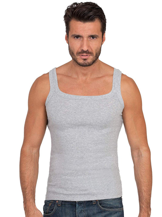 BASIC COTTON Free Spirit Premium Quality 100% Ribbed Cotton Men's Muscle Shirt Made in Italy (901)